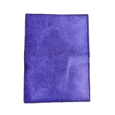 porte cartes en cuir de veau métallisé violet parme