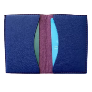 porte-cartes en cuir de chèvre bleue foncé