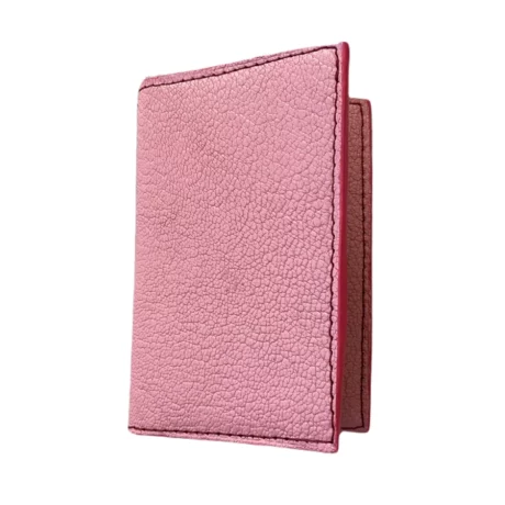 porte-cartes en cuir de chèvre grainé rose