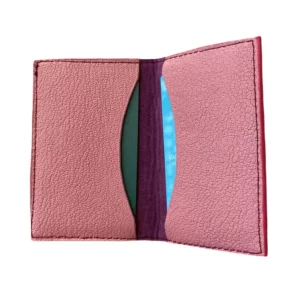 porte-cartes en cuir de chèvre grainé rose