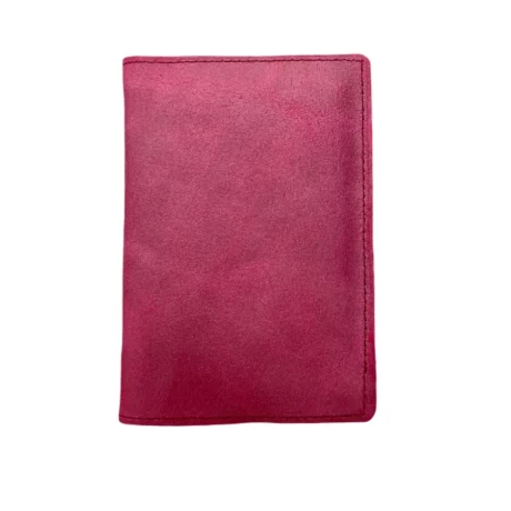 porte passeport en cuir de veau métallisé rose fuchsia