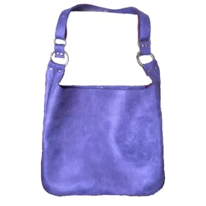 sac bandoulière en cuir de veau métallisé violet