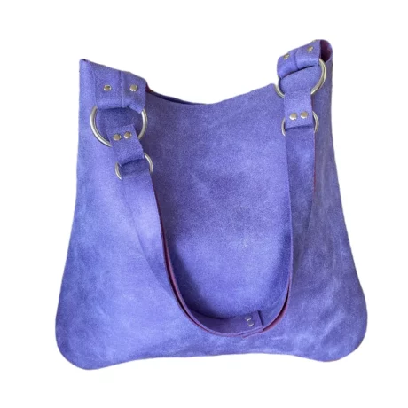 sac bandoulière en cuir de veau métallisé violet