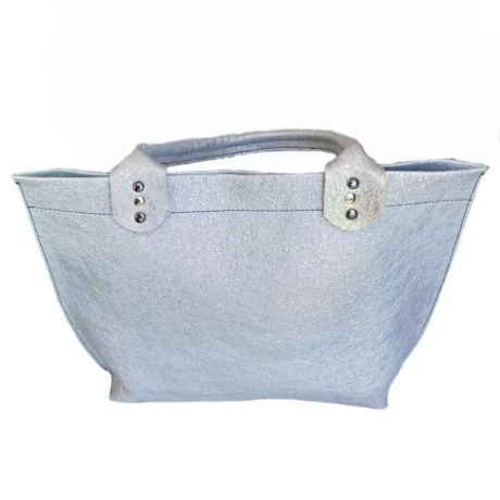 sac mini cabas porté main en cuir de chèvre craquelé blanc nacré