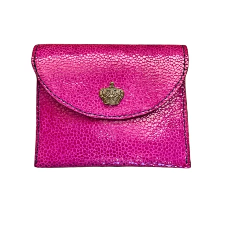 porte-monnaie en cuir de veau effet galuchat rose fuschia