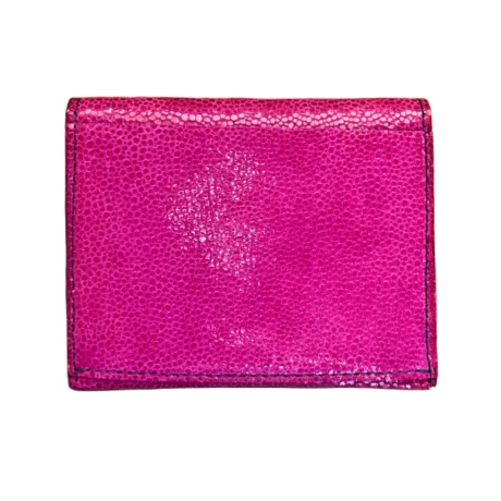 porte-monnaie en cuir de veau effet galuchat rose fuschia