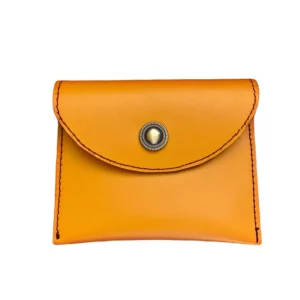 porte-monnaie en cuir de veau lisse orange